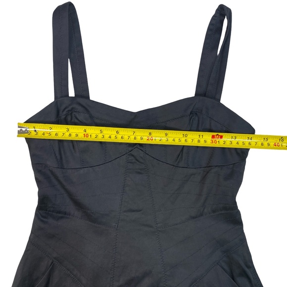 Mango Moments Gothic Chic Structured Black Cocktail Mini Dress Size 4 - Picture 11 of 12